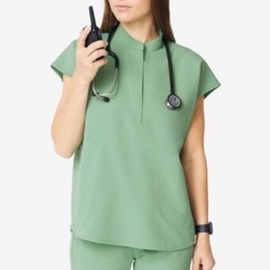Figs Rafaela XXS Mandarin collar scrub top NWT